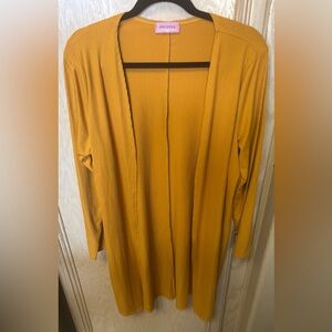 Ragdoll Open Front Cardigan Duster Ribbed Mustard Yellow Long Sleeve Sz M? READ